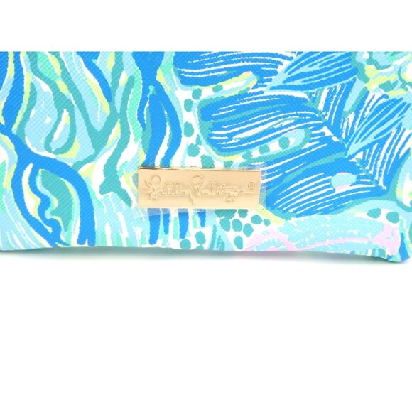 Lilly Pulitzer Blue & Pink Zippered Pouch With Bamboo Clip - Picture 2 of 12